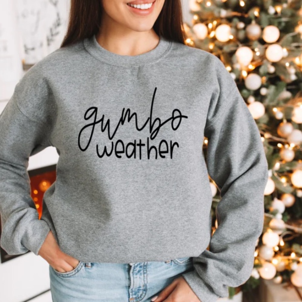 “Gumbo Weather” Sweatshirt in Grey, Size Small, EUC